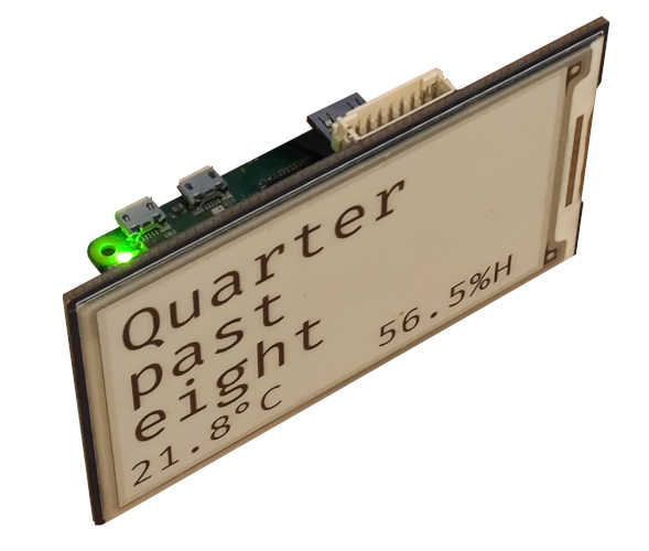 The e-paper display plugged into the Pi